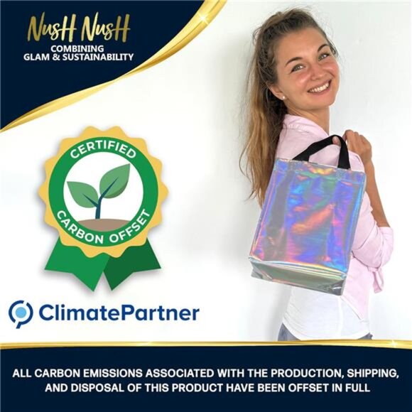 Iridescent Gift Bags Medium Size – Set of 12 Stunning Holographic Reusable Bags - Picture 3 of 7